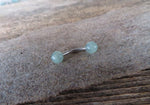 Minimalist Petite Green Aventurine Natural 5mm Stone Belly Ring Curve 14G (1.6mm) Surgical Steel VCH Piercing