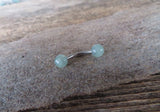 Minimalist Petite Green Aventurine Natural 5mm Stone Belly Ring Curve 14G (1.6mm) Surgical Steel VCH Piercing