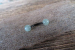 Minimalist Gold IP Petite Green Aventurine Natural 5mm Stone Belly Ring Curve 14G (1.6mm) Piercing
