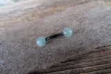 Minimalist Gold IP Petite Green Aventurine Natural 5mm Stone Belly Ring Curve 14G (1.6mm) Piercing