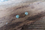 Minimalist Gold IP Petite Green Aventurine Natural 5mm Stone Belly Ring Curve 14G (1.6mm) Piercing