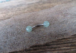 Minimalist Gold IP Petite Green Aventurine Natural 5mm Stone Belly Ring Curve 14G (1.6mm) Piercing