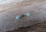 Minimalist Gold IP Petite Green Aventurine Natural 5mm Stone Belly Ring Curve 14G (1.6mm) Piercing