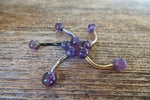 Minimalist Petite Amethyst Natural 5mm Stone Curve Belly Ring 14G (1.6mm) Surgical Steel VCH Piercing