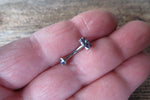 Floating Blue Minimalist Petite Floating Custom Lengths Crystal Flower Gems Belly Ring 14g VCH Internally Threaded Piercing