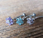Floating Black Minimalist Petite Custom Lengths Crystal Flower Gems Belly Ring 14g VCH Internally Threaded Piercing