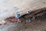 Floating Blue Minimalist Petite Floating Custom Lengths Crystal Flower Gems Belly Ring 14g VCH Internally Threaded Piercing