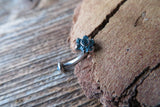 Floating Blue Minimalist Petite Floating Custom Lengths Crystal Flower Gems Belly Ring 14g VCH Internally Threaded Piercing