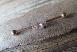 Triple Crystal Gold Ion Plated Surgical Steel 316L Barbell Industrial Small Balls 14G (1.6mm) Piercing