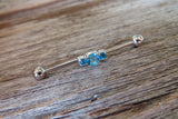 Pink Triple Crystal Surgical Steel 316L Barbell Industrial Small Balls 14G (1.6mm) Piercing
