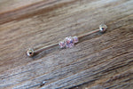 Triple Crystal Gold Ion Plated Surgical Steel 316L Barbell Industrial Small Balls 14G (1.6mm) Piercing