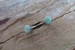 Minimalist Petite Green Aventurine Natural 5mm Stone Belly Ring Curve 14G (1.6mm) Surgical Steel VCH Piercing