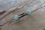 Minimalist Petite Green Aventurine Natural 5mm Stone Belly Ring Curve 14G (1.6mm) Surgical Steel VCH Piercing