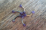 Minimalist Petite Amethyst Natural 5mm Stone Curve Belly Ring 14G (1.6mm) Surgical Steel VCH Piercing