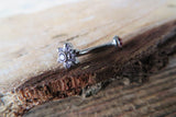 Floating Blue Minimalist Petite Floating Custom Lengths Crystal Flower Gems Belly Ring 14g VCH Internally Threaded Piercing
