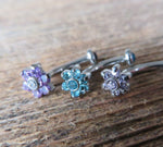 Floating Blue Minimalist Petite Floating Custom Lengths Crystal Flower Gems Belly Ring 14g VCH Internally Threaded Piercing
