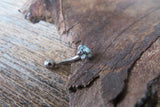Blue Opal Floating Minimalist Petite Custom Lengths Flower Belly Ring 14g VCH Internally Threaded Piercing