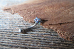 Blue Opal Floating Minimalist Petite Custom Lengths Flower Belly Ring 14g VCH Internally Threaded Piercing