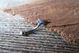 Blue Opal Floating Minimalist Petite Custom Lengths Flower Belly Ring 14g VCH Internally Threaded Piercing