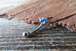 Blue Opal Floating Minimalist Petite Custom Lengths Flower Belly Ring 14g VCH Internally Threaded Piercing