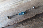 Triple Crystal Black Ion Plated Surgical Steel 316L Barbell Industrial Small Balls 14G (1.6mm) Piercing