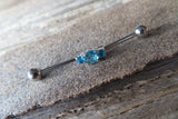 Triple Crystal Rose Gold Ion Plated Surgical Steel 316L Barbell Industrial Small Balls 14G (1.6mm) Piercing