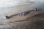 Triple Crystal Surgical Steel 316L Barbell Industrial Small Balls 14G (1.6mm) Piercing