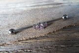 Triple Crystal Surgical Steel 316L Barbell Industrial Small Balls 14G (1.6mm) Piercing