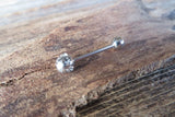 Bling Clear Crystal 100% Surgical Steel 316L Barbell Tongue Ring 14G (1.6mm) Piercing