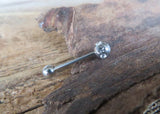 Bling Clear Crystal 100% Surgical Steel 316L Barbell Tongue Ring 14G (1.6mm) Piercing