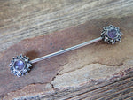 Amethyst Natural Stone Sun Industrial 14G (1.6mm) Piercing 32mm 35mm 38mm