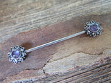 Amethyst Natural Stone Sun Industrial 14G (1.6mm) Piercing 32mm 35mm 38mm