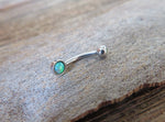 White Fire Opal Vertical Lip Curve Eyebrow Rook Bar Ring 16g (1.2mm) Piercing