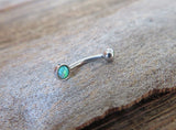 White Fire Opal Vertical Lip Curve Eyebrow Rook Bar Ring 16g (1.2mm) Piercing