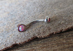 Green Fire Opal Vertical Lip Curve Eyebrow Rook Bar Ring 16g (1.2mm) Piercing