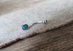 Blue Fire Opal Vertical Lip Curve Eyebrow Rook Bar Ring 16g (1.2mm) Piercing