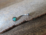 Pink Fire Opal Vertical Lip Curve Eyebrow Rook Bar Ring 16g (1.2mm) Piercing