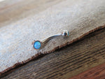 Pink Fire Opal Vertical Lip Curve Eyebrow Rook Bar Ring 16g (1.2mm) Piercing