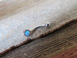Pink Fire Opal Vertical Lip Curve Eyebrow Rook Bar Ring 16g (1.2mm) Piercing