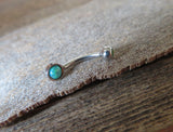 Light Blue Fire Opal Vertical Lip Curve Eyebrow Rook Bar Ring 16g (1.2mm) Piercing