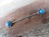 Turquoise Howlite Natural Stone Sun Industrial 14G (1.6mm) Piercing 32mm 35mm 38mm