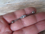 Triple Crystal Surgical Steel 316L Barbell Industrial Small Balls 14G (1.6mm) Piercing