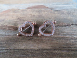 Rose Gold Ion Plated Chunky Heart Gems 14G or 16G Nipple Shields Pair