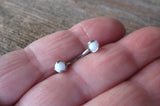 16G 14G White Fire Opal Pronged Belly Ring VCH Ring Vertical Lip Rook 100% Surgical Steel 14g (1.6mm) Piercing Custom Lengths