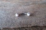 16G 14G White Fire Opal Pronged Belly Ring VCH Ring Vertical Lip Rook 100% Surgical Steel 14g (1.6mm) Piercing Custom Lengths