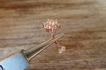 Rose Gold Plated Minimalist Floating Crystal Flower Gems Belly Ring 14g VCH Internally Threaded Piercing