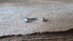 White Fire Opal Vertical Lip Curve Eyebrow Rook Bar Ring 16g (1.2mm) Piercing 8mm 10mm