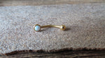 Black IP Fire Opal Vertical Lip Curve Eyebrow Rook Bar Ring 16g (1.2mm) Piercing 8mm