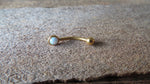 Black IP Fire Opal Vertical Lip Curve Eyebrow Rook Bar Ring 16g (1.2mm) Piercing 8mm