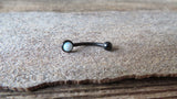 Gold IP Fire Opal Vertical Lip Curve Eyebrow Rook Bar Ring 16g (1.2mm) Piercing 8mm